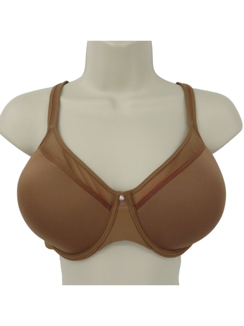 Bali 40C 3439 One Smooth U Ultra Light Underwire Bra Solid Brown Mesh Panel